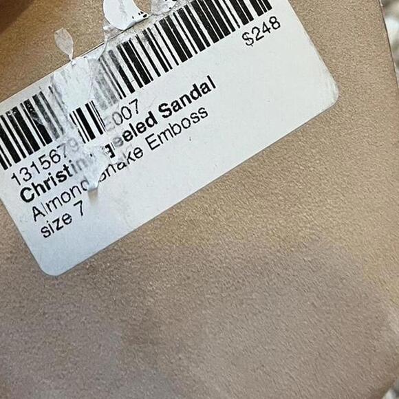 Reformation Christina Heeled Sandal in Almond Snake Emboss - Picture 7 of 7